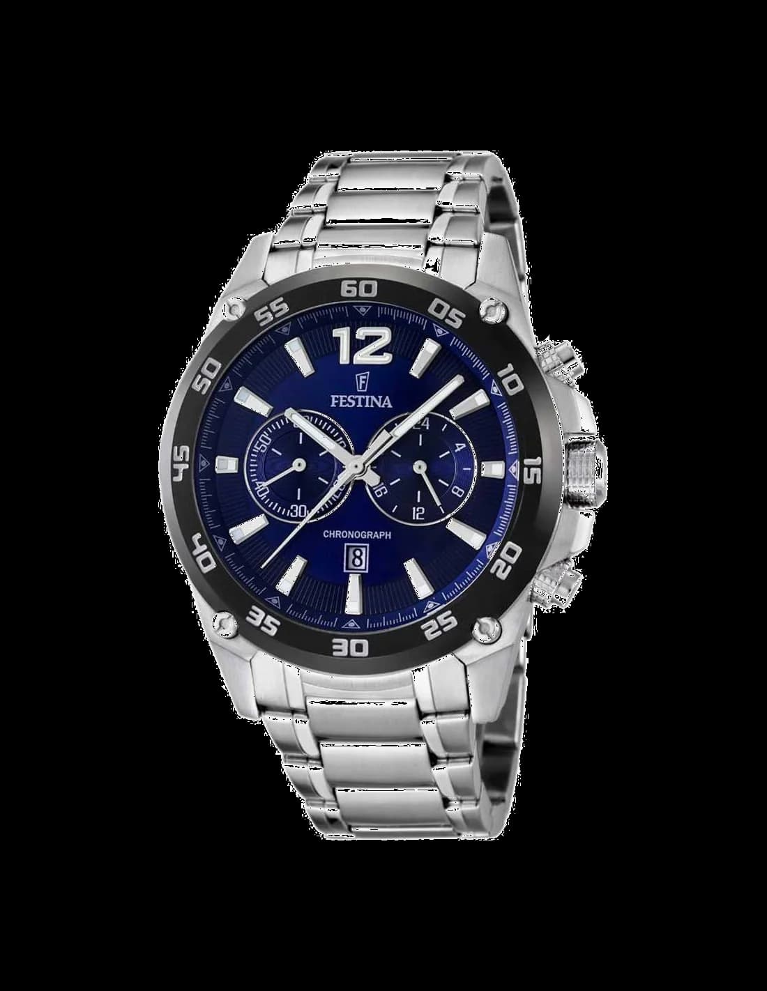 Montre Festina F16680/2 chronographe acier bleu cadran soleil, style sport chic lumineux