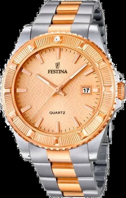 Montre Festina F16685/2 avec cadran bicolore argent et or rose, style élégant et raffiné