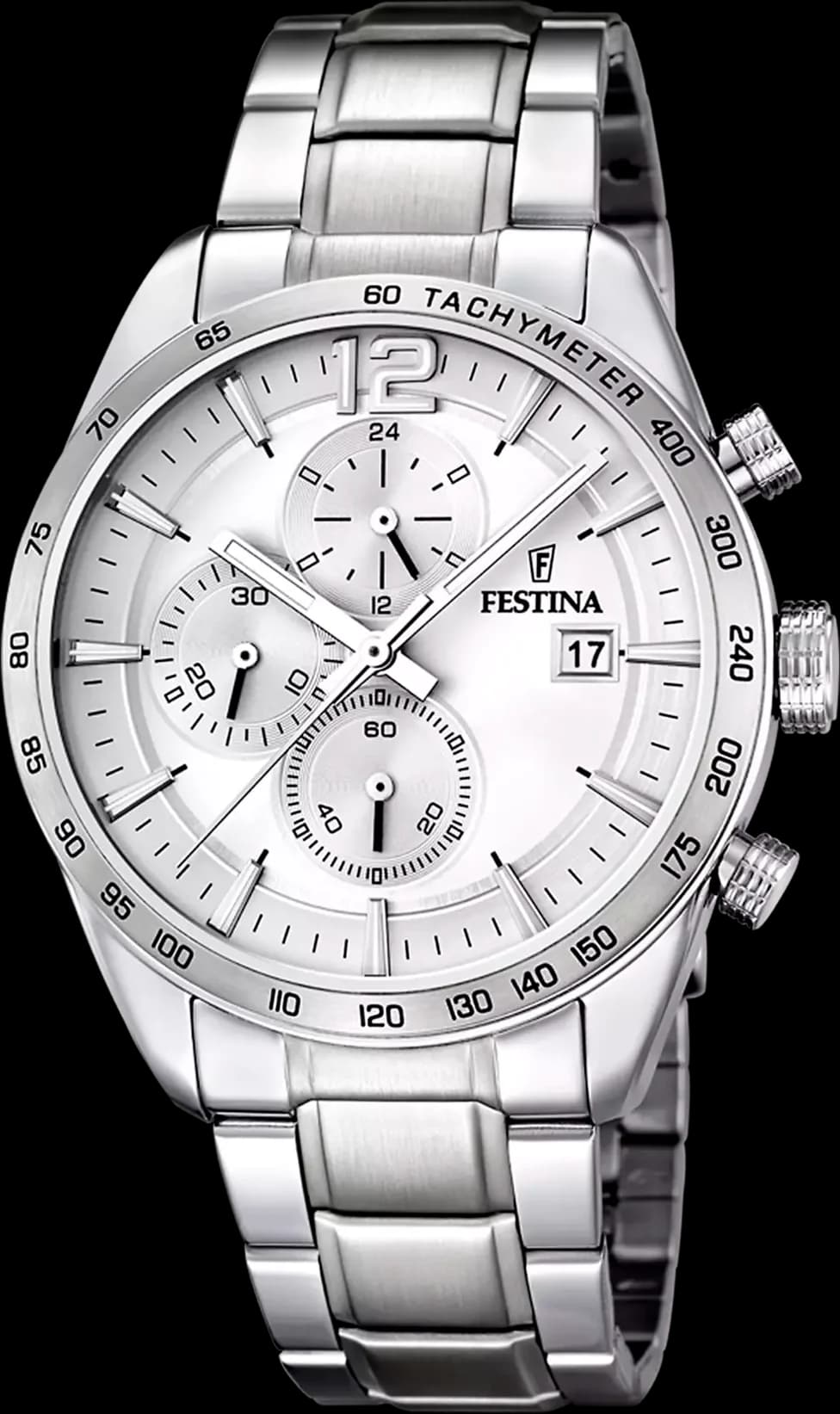 Montre Festina F16759/1 avec cadran argenté et aiguilles luminescentes