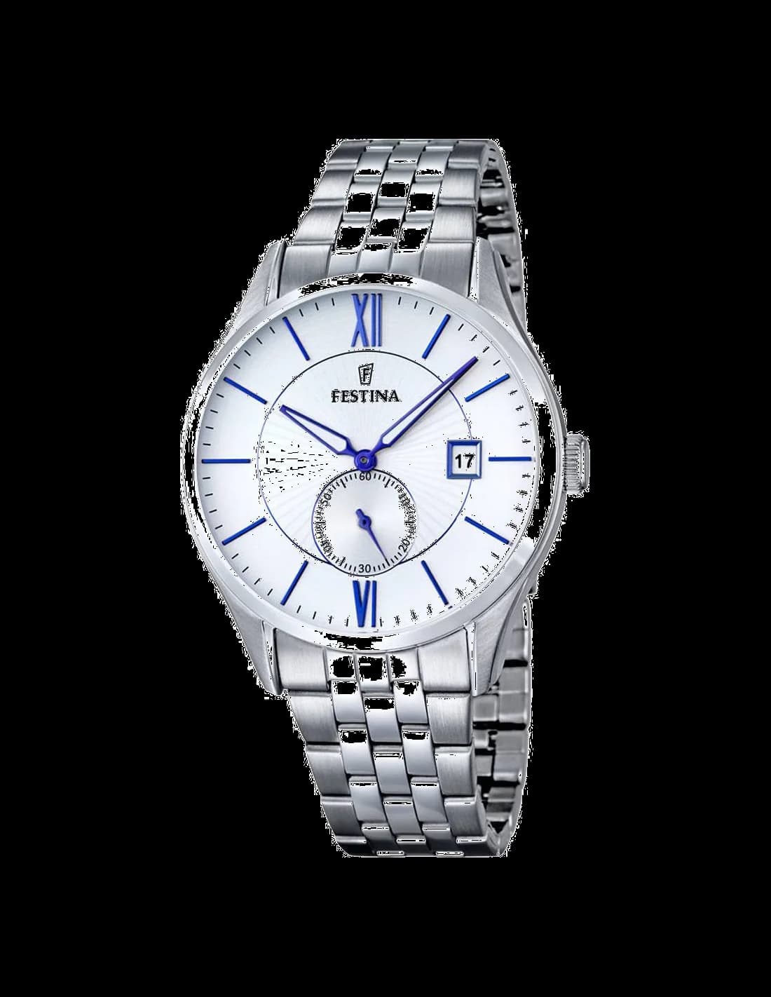 Montre Festina F16871/1 au cadran argenté et aiguilles luminescentes, style classique et élégant