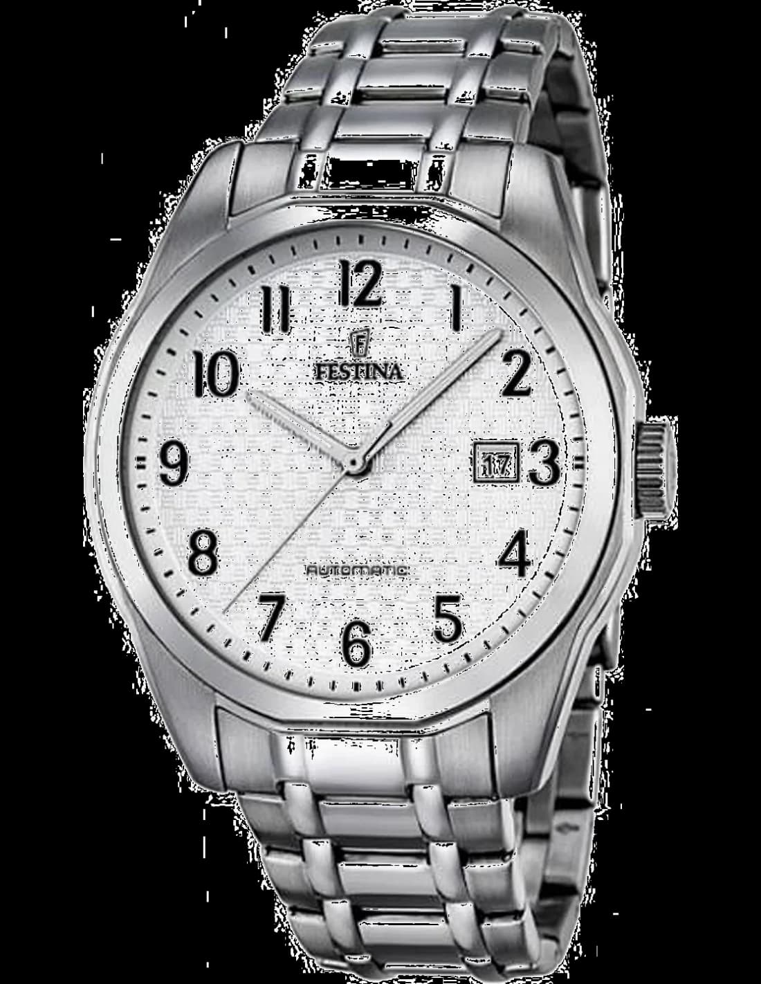 Montre Festina F16884/1 au cadran argenté avec index appliqués et aiguilles dauphine, style classique épuré
