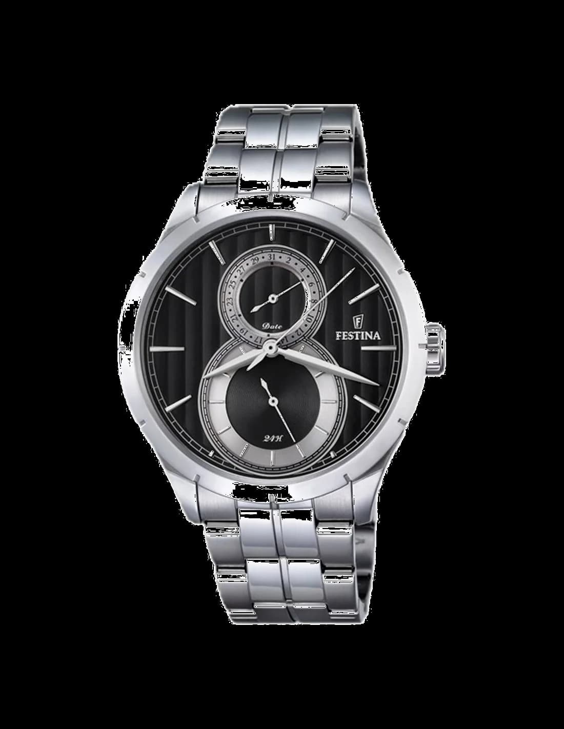 Montre Festina F16891/6 argenté au cadran blanc avec index bâtons et aiguilles squelettées, style classique
