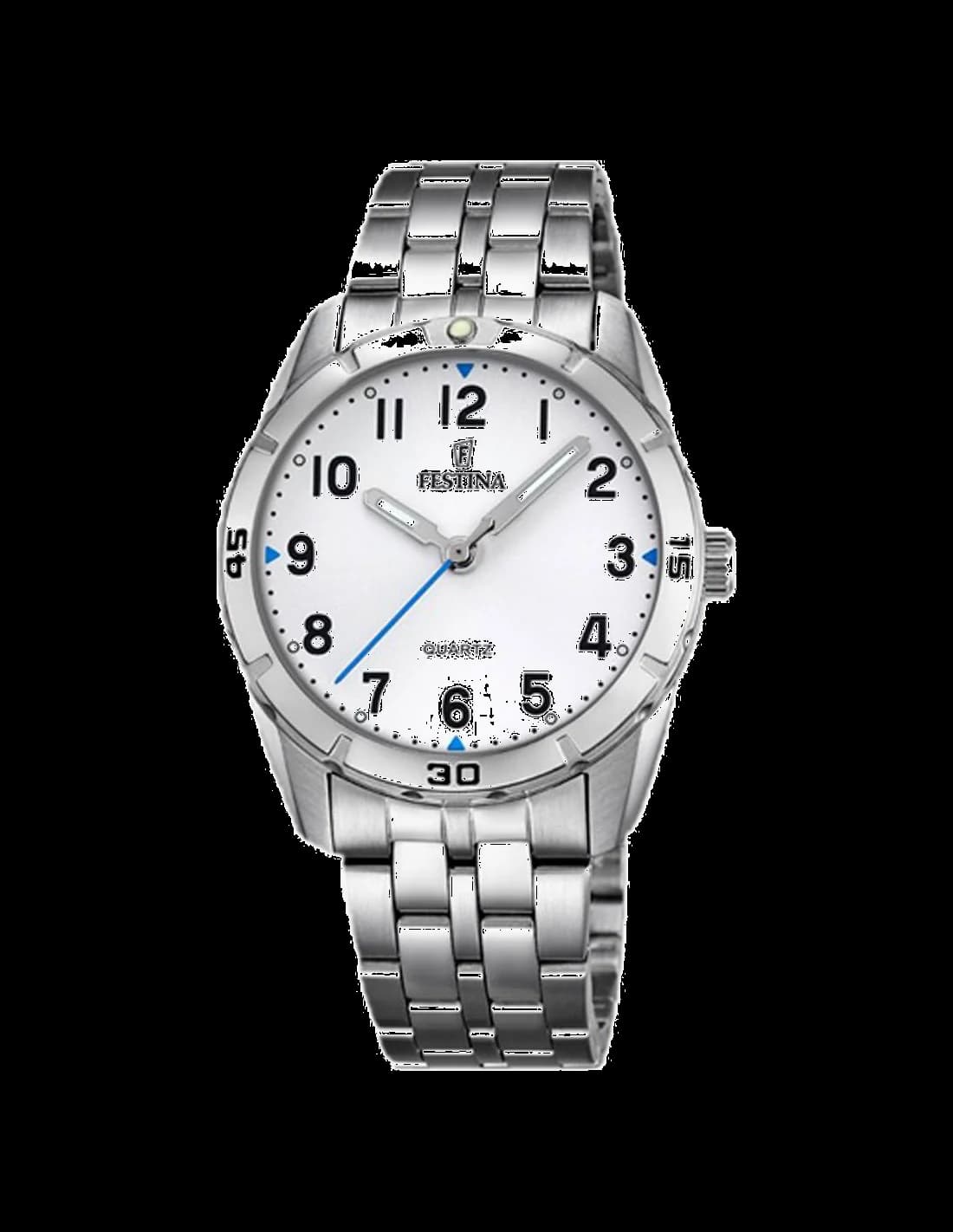 Montre Festina F16907/1 au cadran argenté et aiguilles luminescentes, style classique et sportif