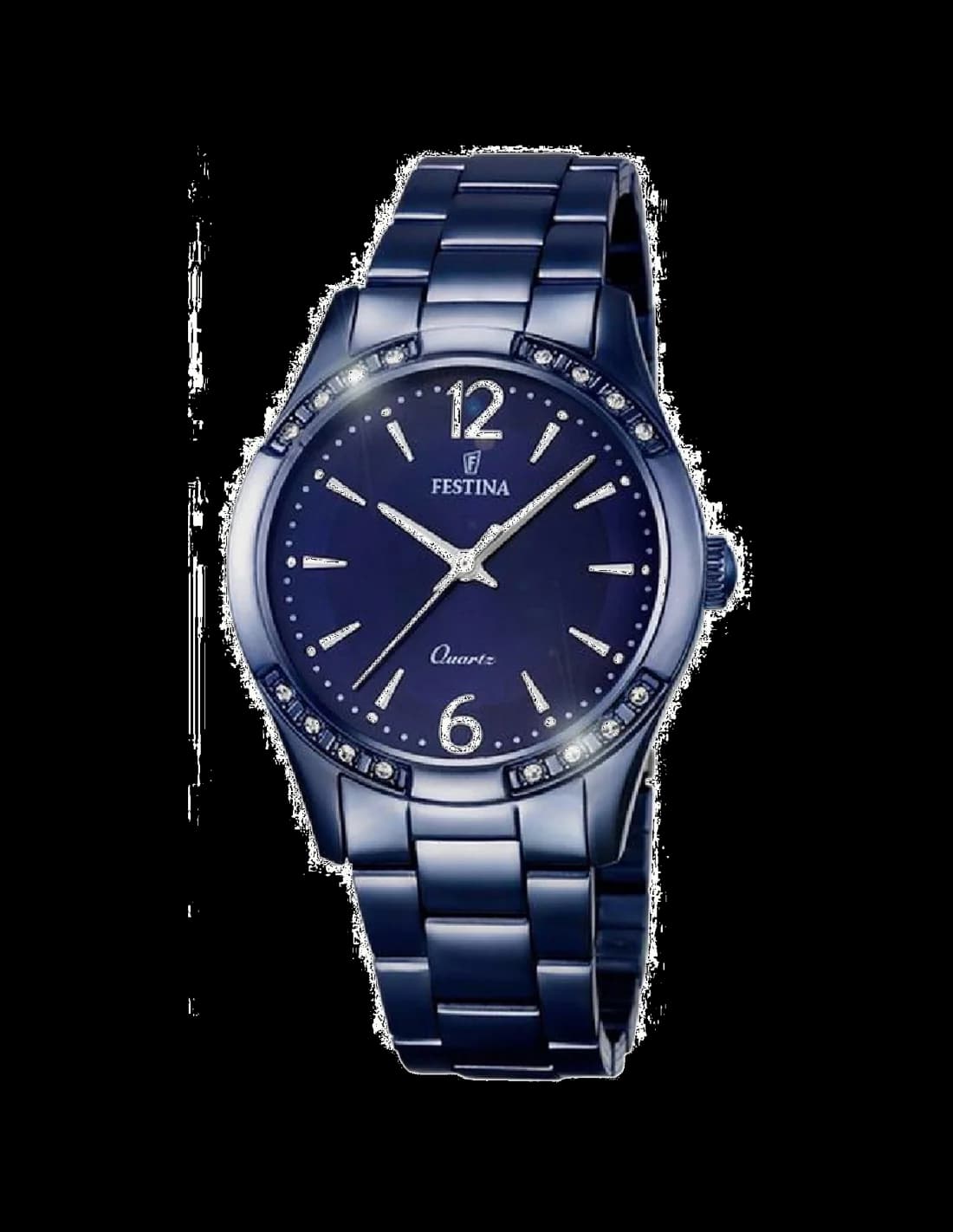 Montre Festina F16915/1 au cadran bleu soleil, index appliqués et aiguilles argentées, style classique sport