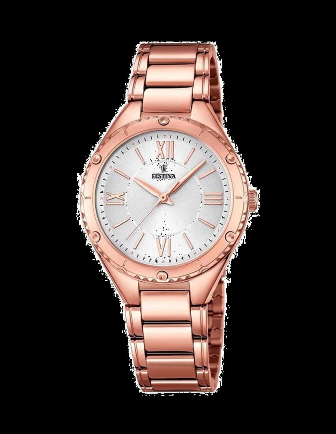 Montre Festina F16922/1 au cadran soleil couleur champagne avec finition or rose et index dorés