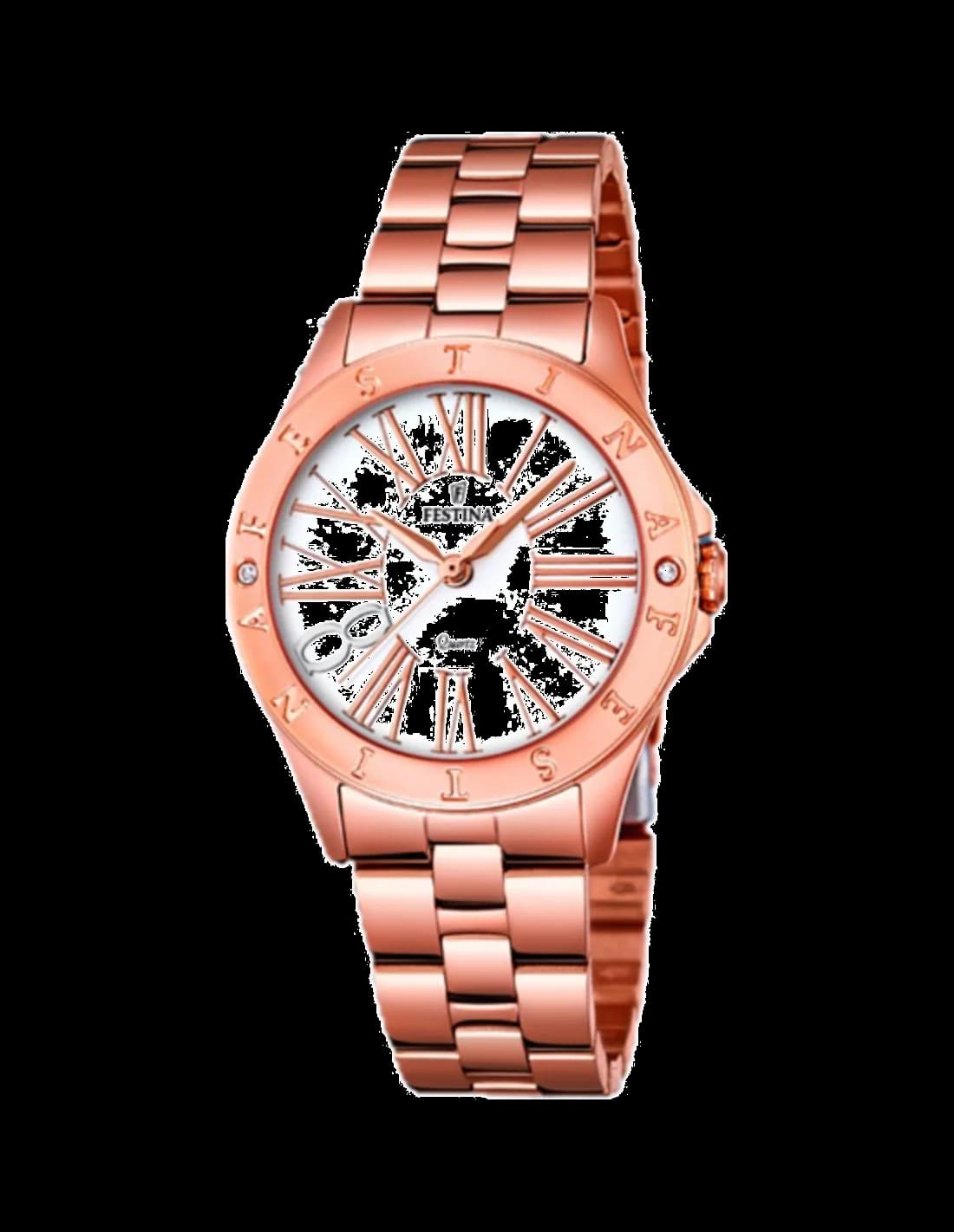Montre Festina F16926/1 au cadran blanc avec index dorés et aiguilles squelettes, style Boyfriend moderne