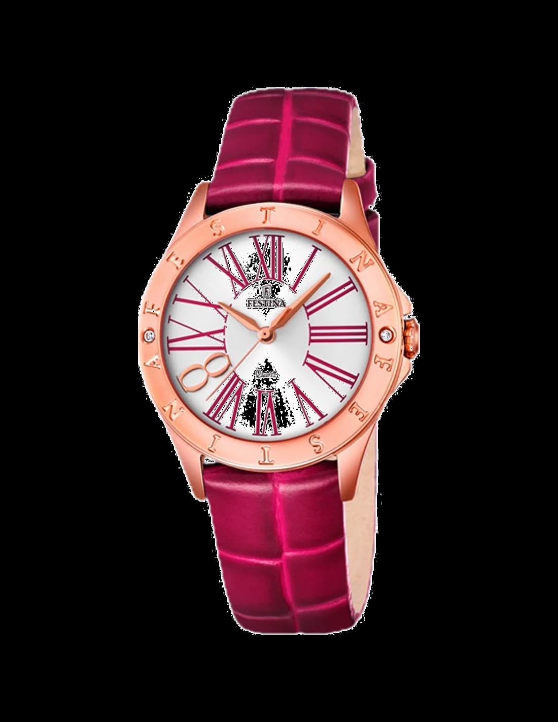 Montre Festina F16930/2 avec cadran rose soleil et index dorés, style élégant et féminin
