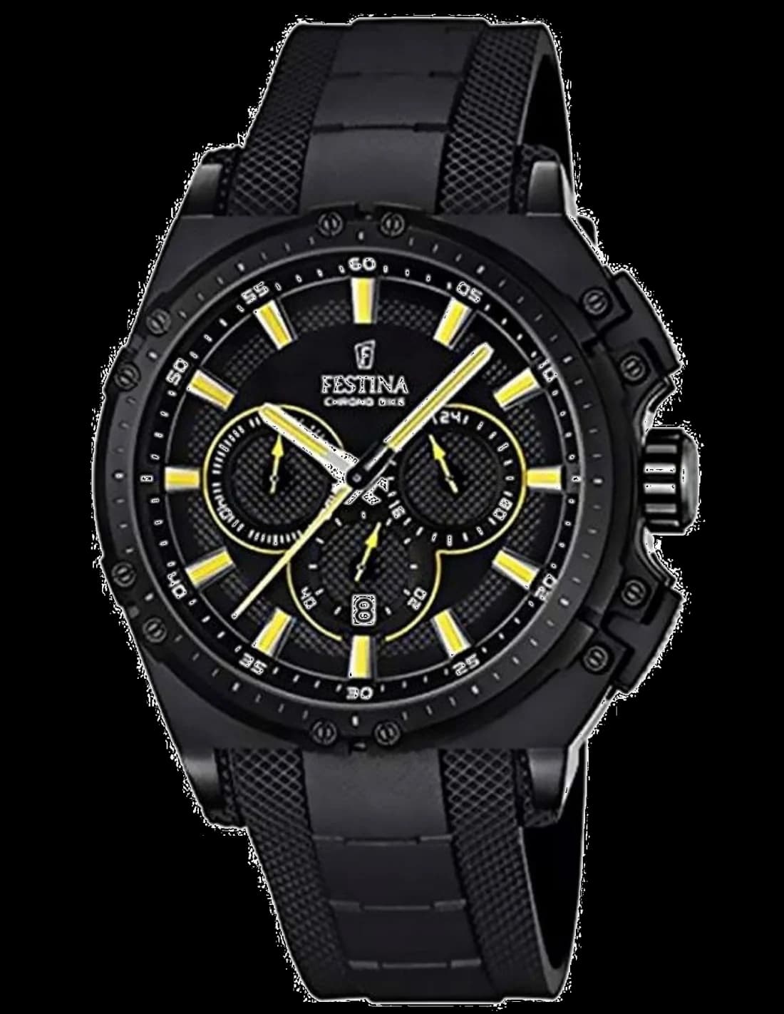 Montre Festina F16971/3 avec cadran noir et index blancs, style sportif chrono