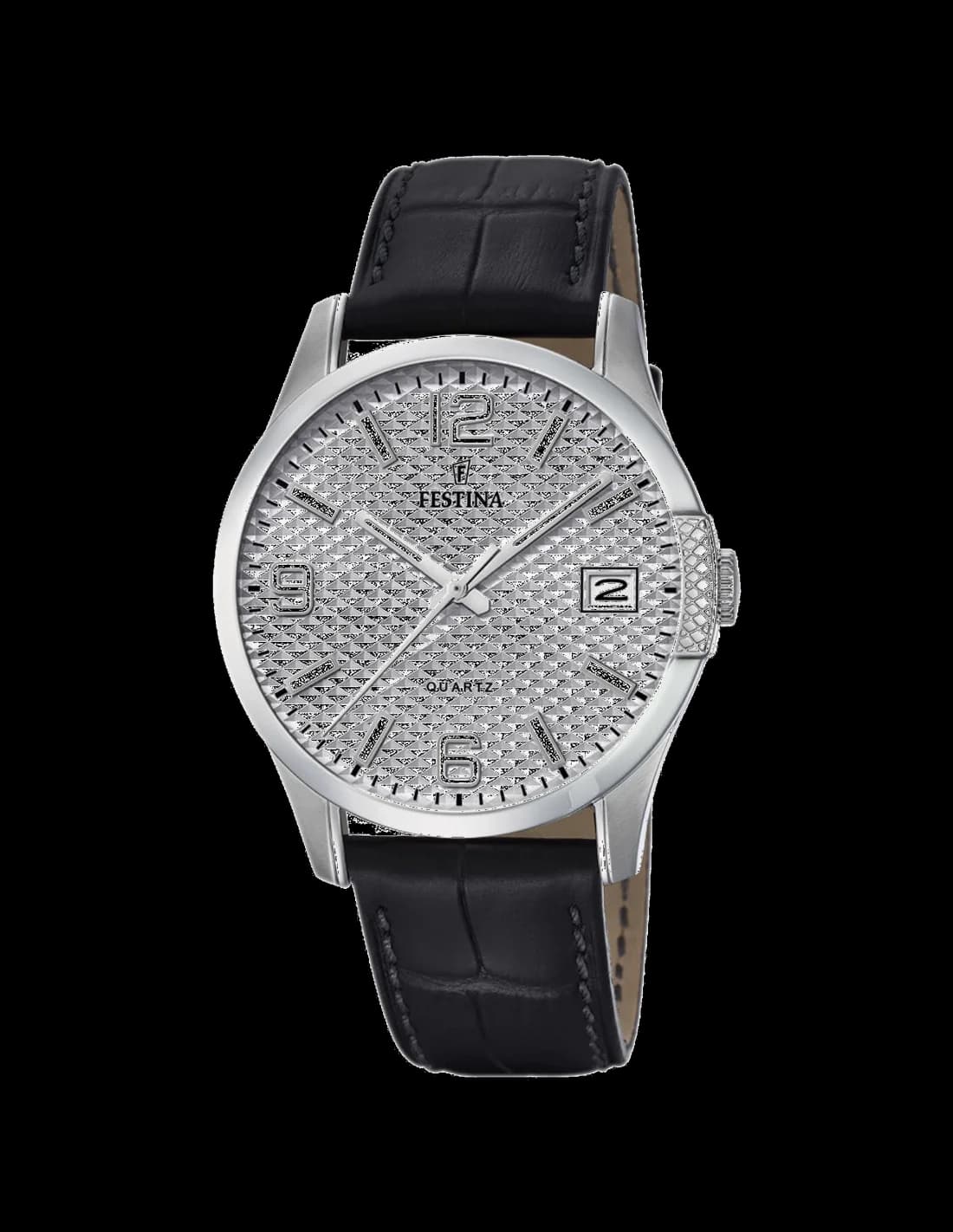Montre Festina F16982/1 arborant un cadran noir profond avec des index argentés et un style classique sobre