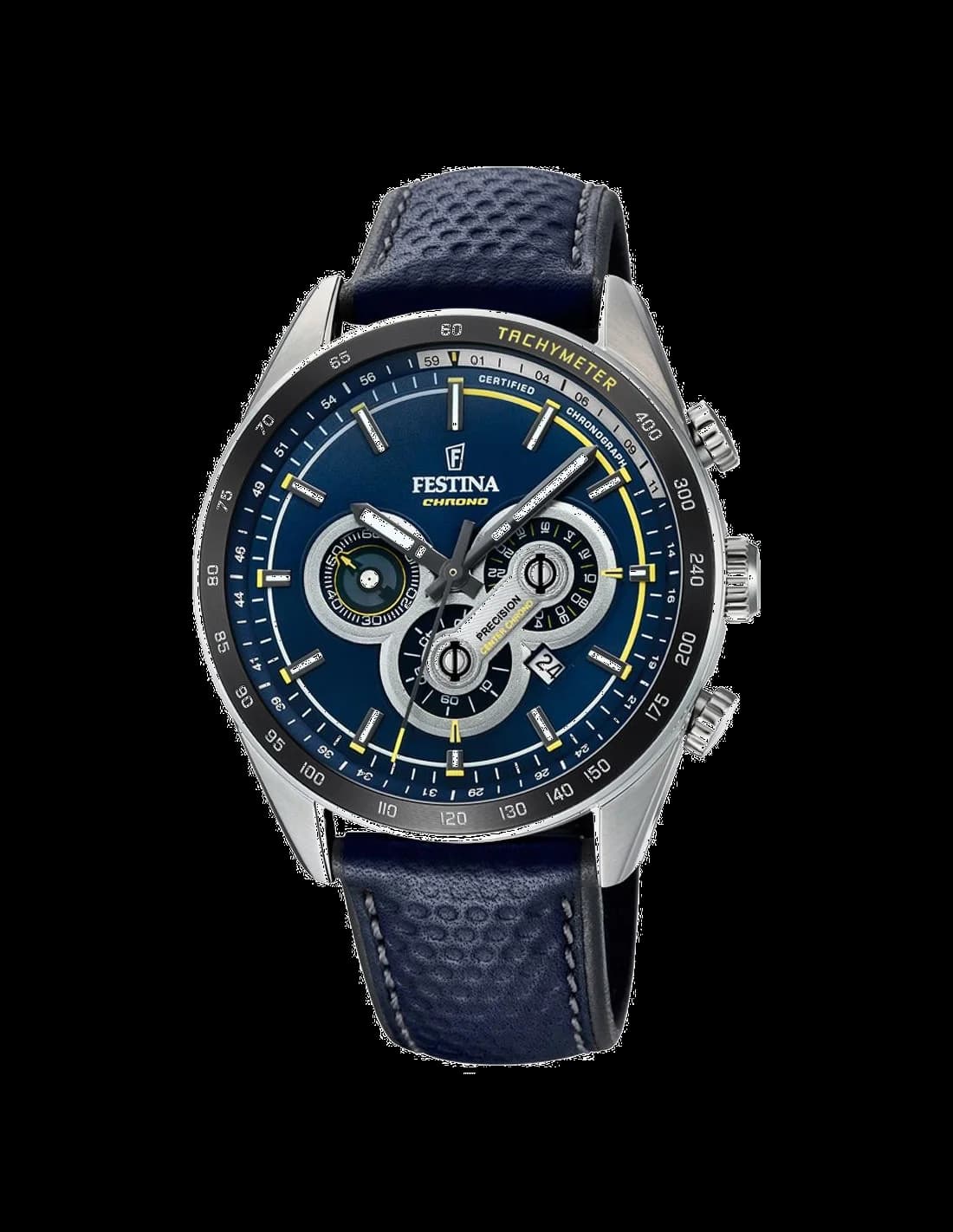 Montre Festina F20202/2 au cadran bleu soleil, index appliqués et aiguilles luminescentes, style sport chic