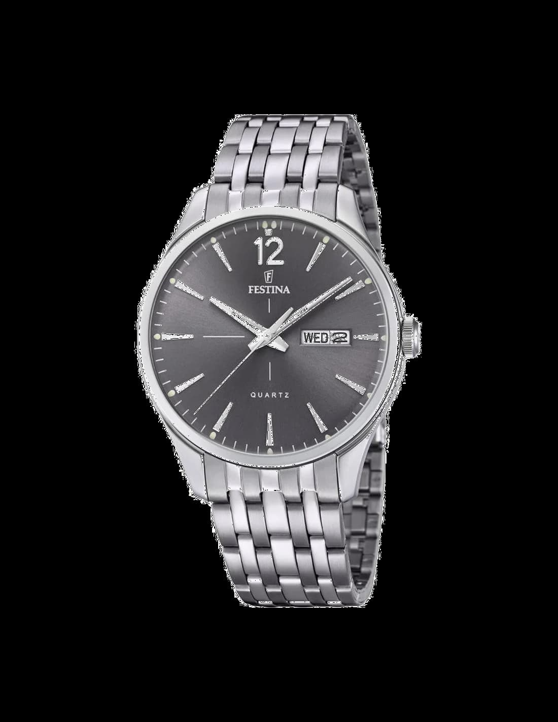 Montre Festina F20204/2 argentée métallique avec cadran blanc et index dorés