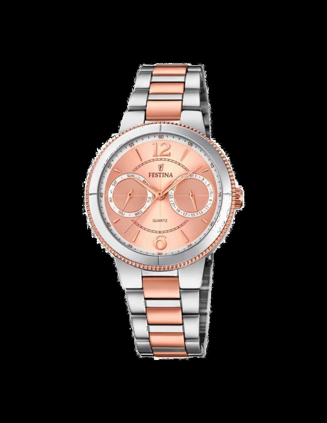 Montre Festina F20207/2 au cadran blanc nacré et index dorés, style élégant et féminin