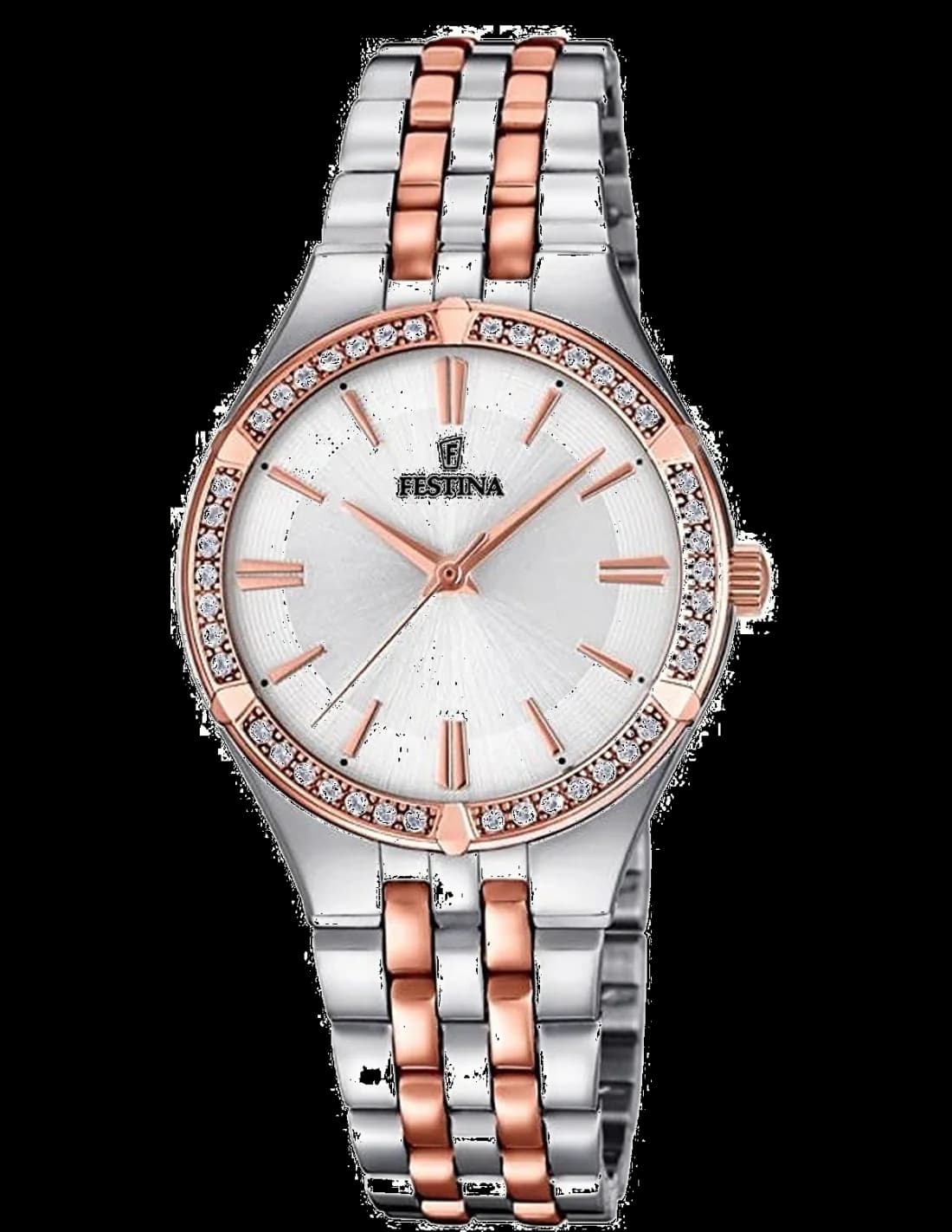 Montre Festina F20224/2 au cadran blanc nacré et index dorés, style élégant et raffiné