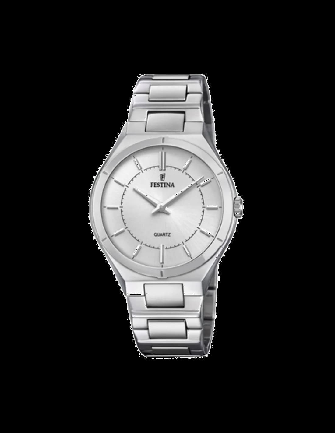 Montre Festina F20244/1 au cadran blanc épuré sur bracelet cuir noir, style classique intemporel