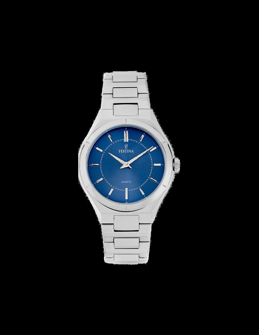Montre Festina F20244/2 au cadran bleu soleillé, aiguilles argentées et index bâtons, style classique sportif