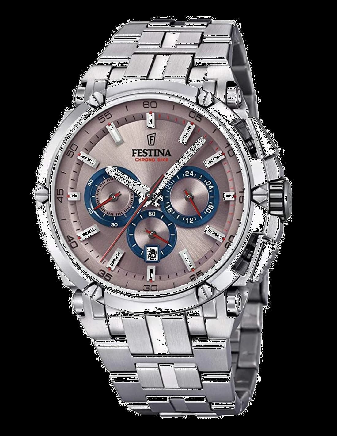 Montre Festina F20327/5 au design sportif avec cadran noir et accents rouges, style chronographe