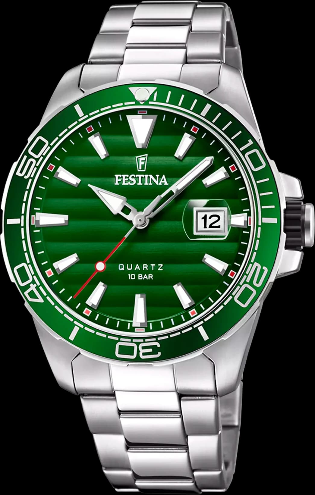 Montre Festina F20360/3 acier argenté cadran vert, design classique et élégant