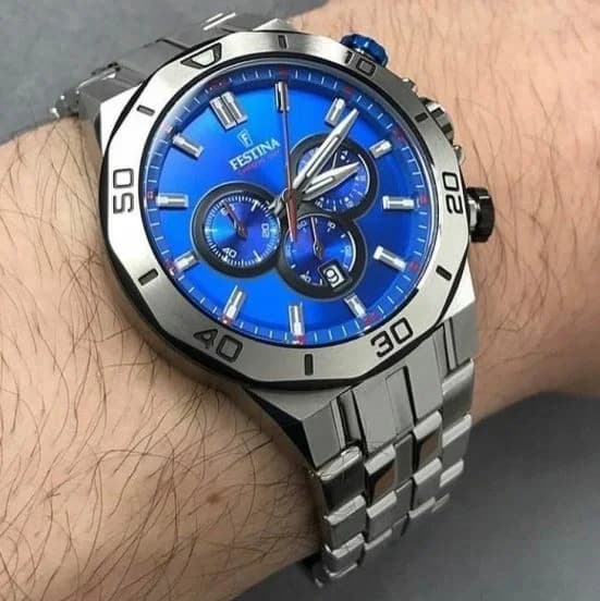 Montre Homme Festina F20448/2 Chronographe Sport en Acier et Cadran Bleu vue 3