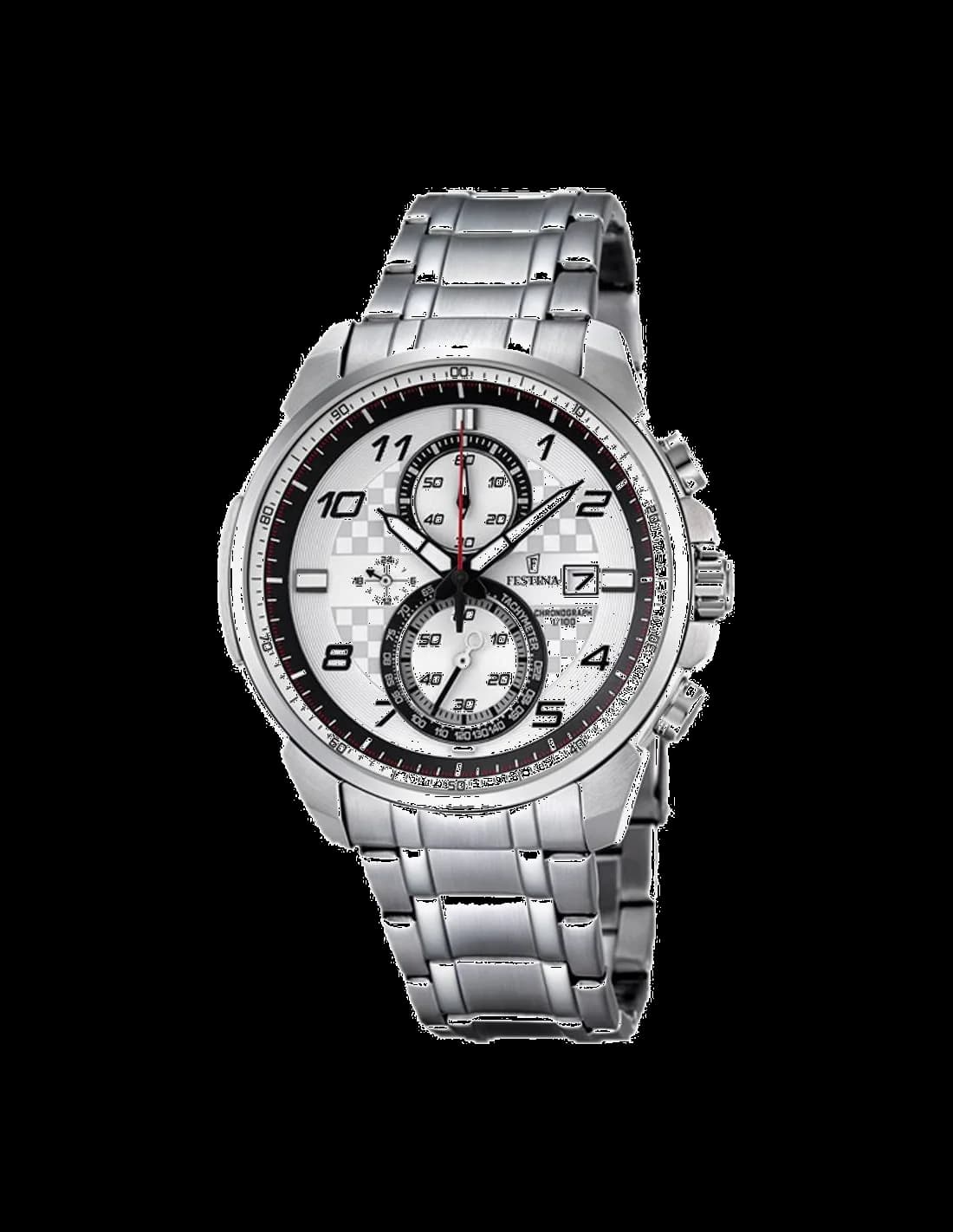 Montre Festina F6842/2 acier argenté, cadran bleu soleil, index appliqués, style sport chic