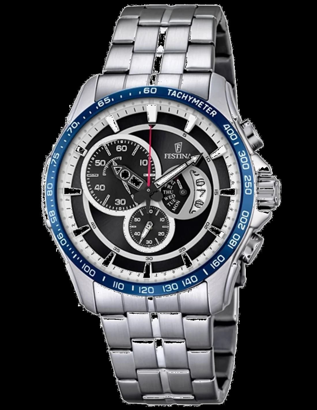 Montre Festina F6850/1 sport acier argenté cadran blanc date jour lunette fine