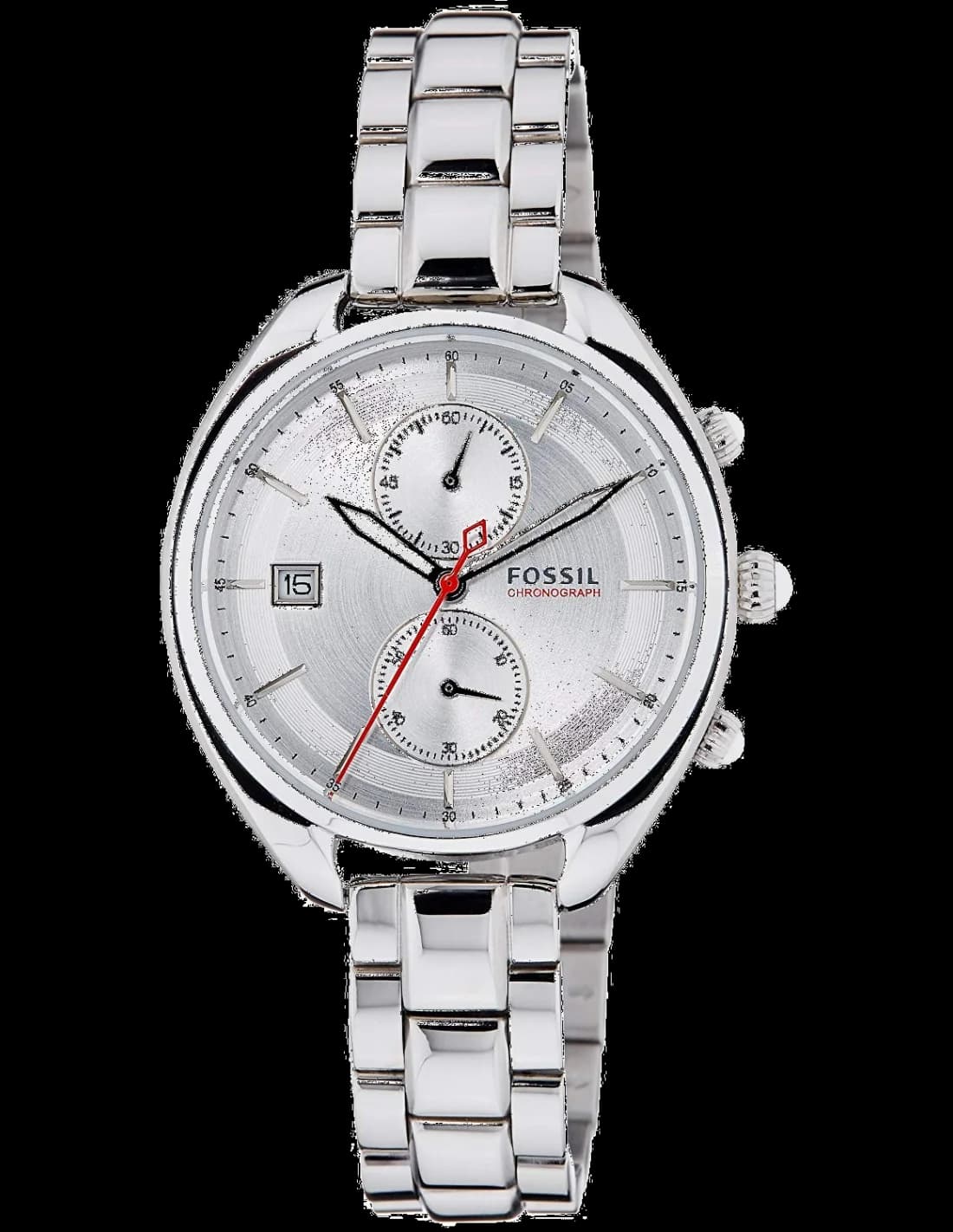 Montre Fossil CH2975 argentée au cadran blanc nacré et index dorés, style chic et féminin