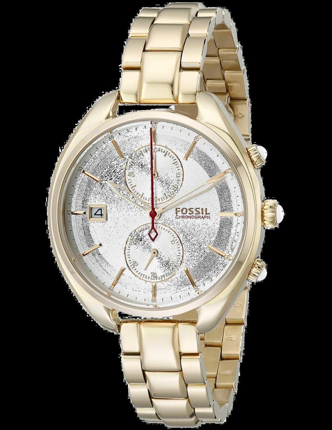 Montre Fossil CH2976 au cadran blanc nacré et index dorés, style élégant féminin