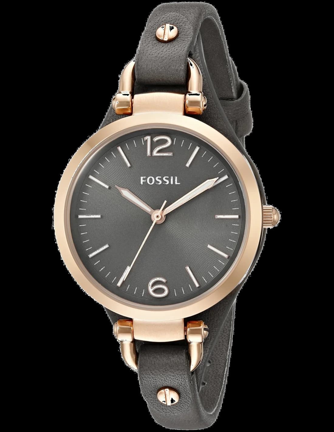 Montre Fossil ES3077 au boîtier or rose et cadran gris soleillé, style élégant et moderne