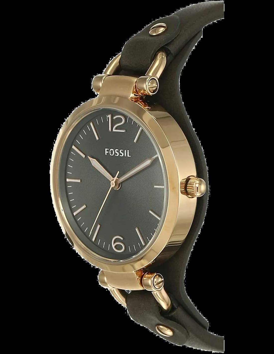 Montre Fossil ES3077 Boîtier Or Rose et Bracelet Cuir Gris vue 2