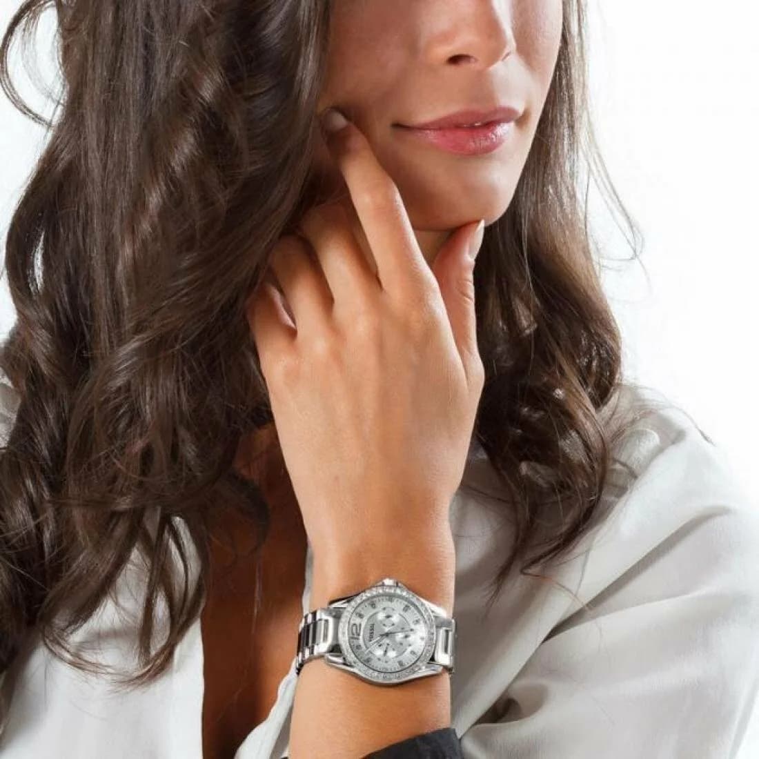 Boîtier Fossil ES3202 en acier argenté avec lunette lisse et profil fin