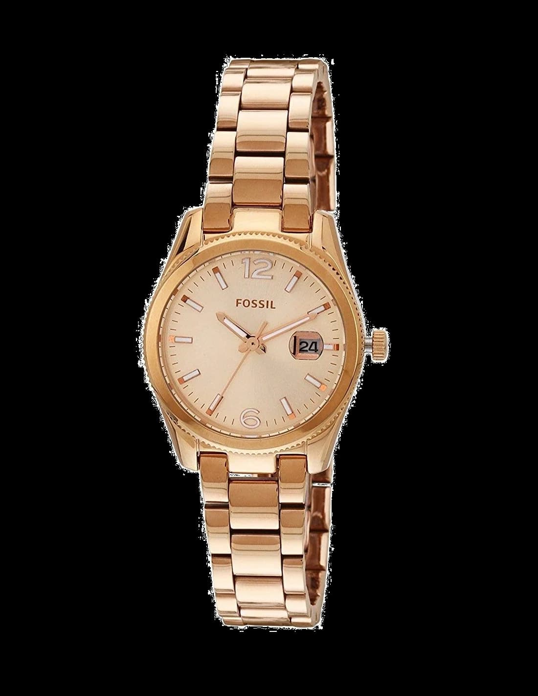 Montre Fossil ES3584 au cadran blanc nacré et index dorés, style féminin chic