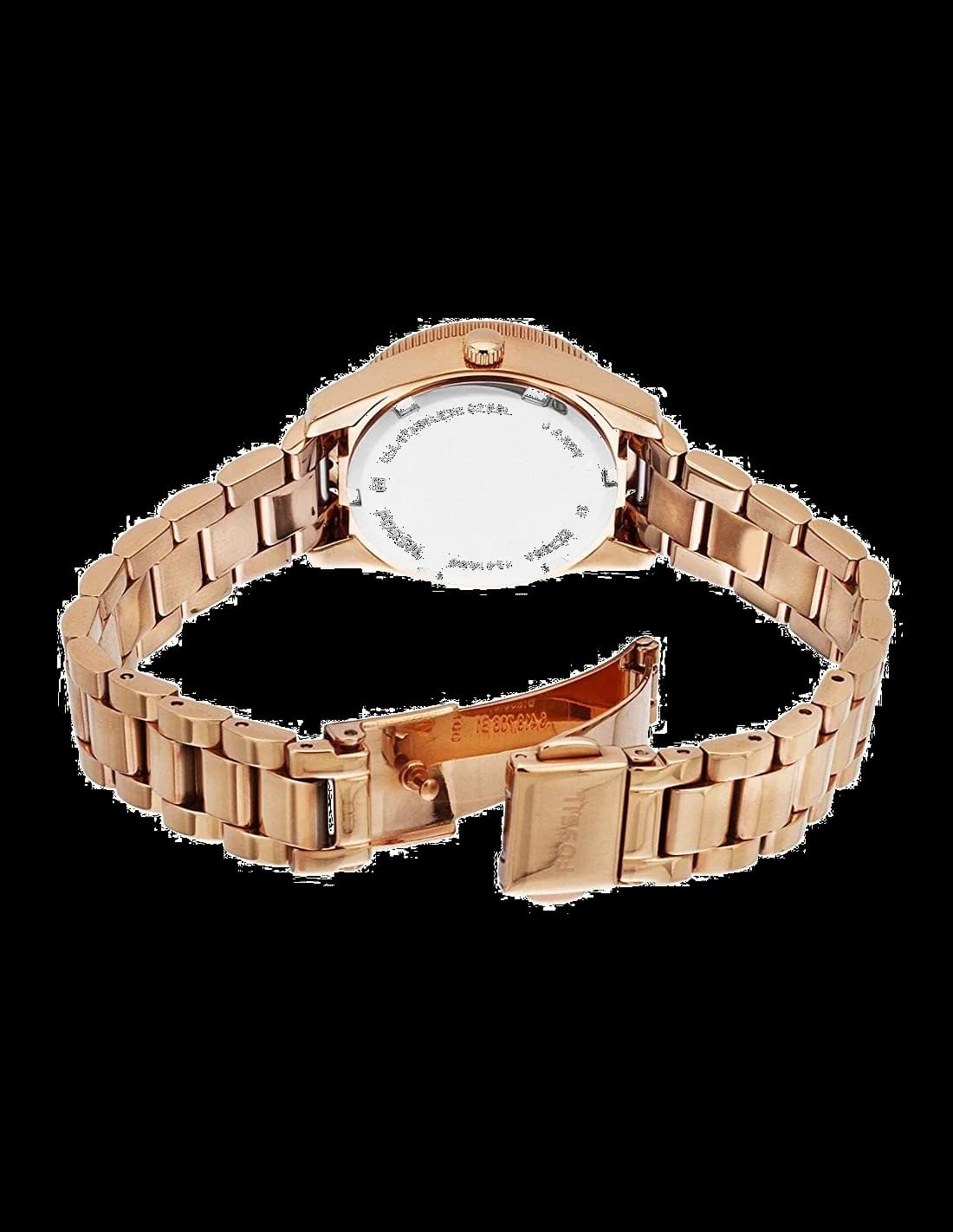 Bracelet Fossil ES3584 en acier inoxydable doré et cuir rose, fermoir boucle ardillon