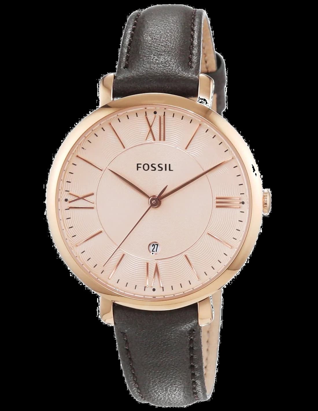 Montre Fossil ES3707 au cadran blanc nacré avec index dorés et aiguilles bâton sur fond lumineux