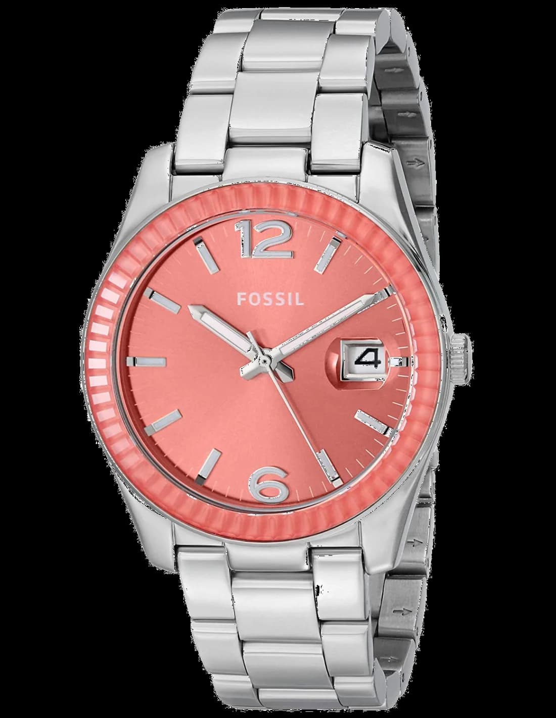 Montre Fossil ES3729 au cadran rose soleil avec index appliqués et aiguilles dorées