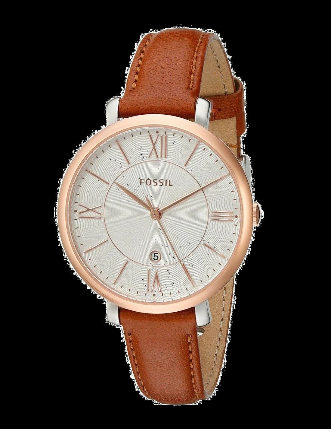 Montre Fossil ES3842 avec cadran blanc, aiguilles noires et index dorés, style classique et élégant