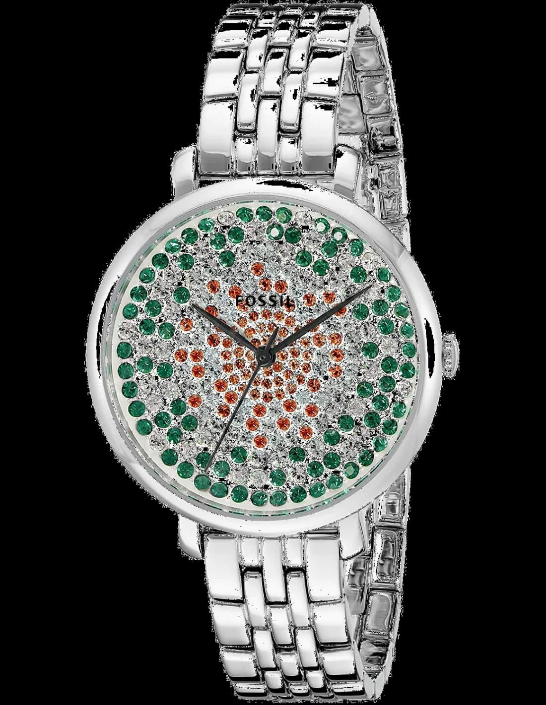 Montre Fossil ES3899 en acier argenté avec cadran blanc et index dorés pour un style chic et intemporel