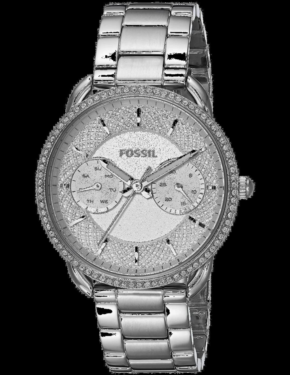 Montre Fossil ES4262 au cadran blanc argenté et aiguilles dorées, style chic intemporel