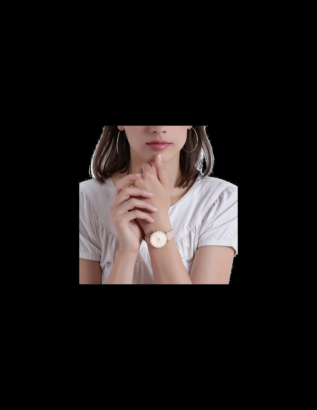 Bracelet Fossil ES4393 en cuir rose souple, boucle ardillon, confort et raffinement
