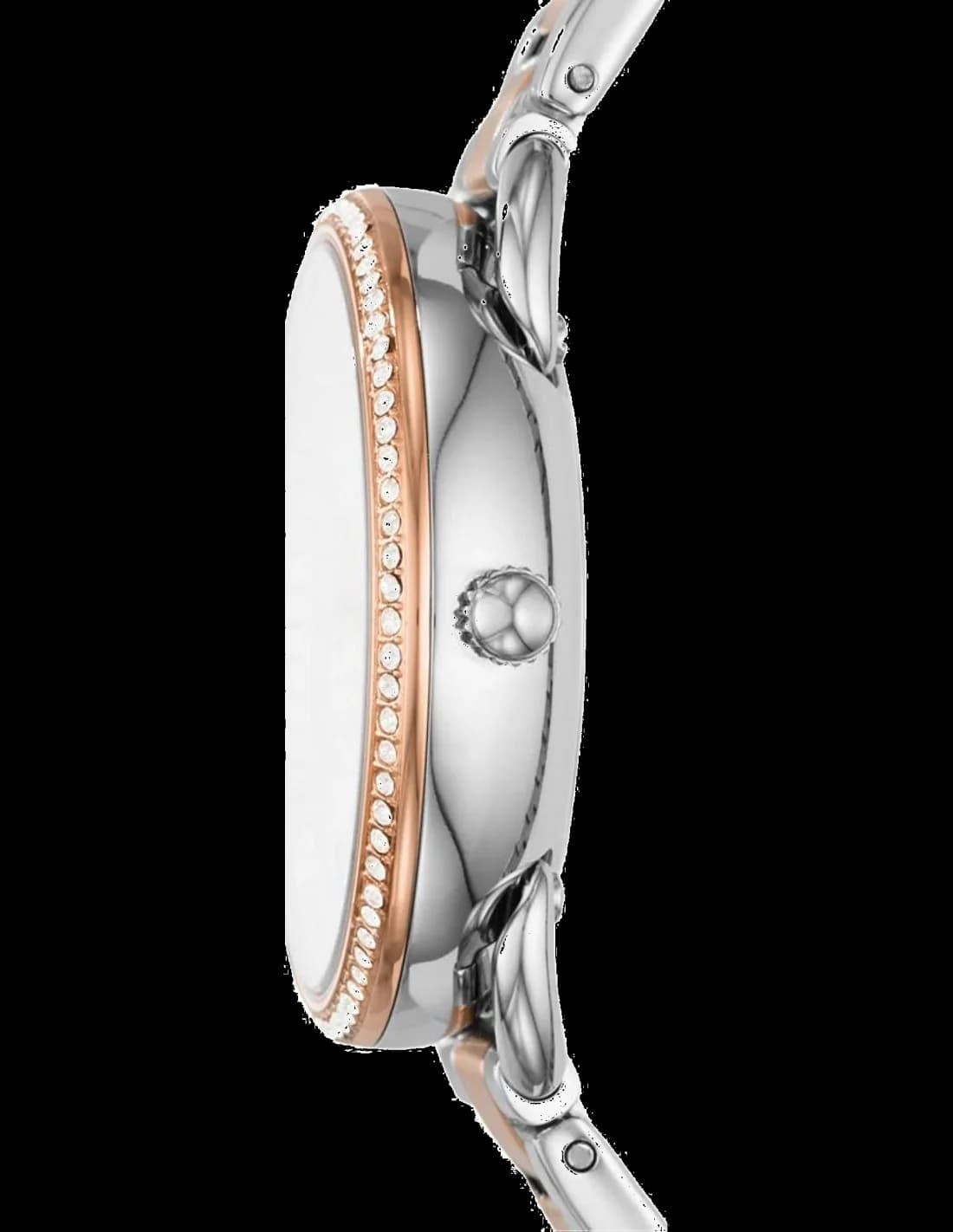 Cadran Fossil ES4396 blanc avec index bâtons dorés et aiguilles argent et or, date à 3h