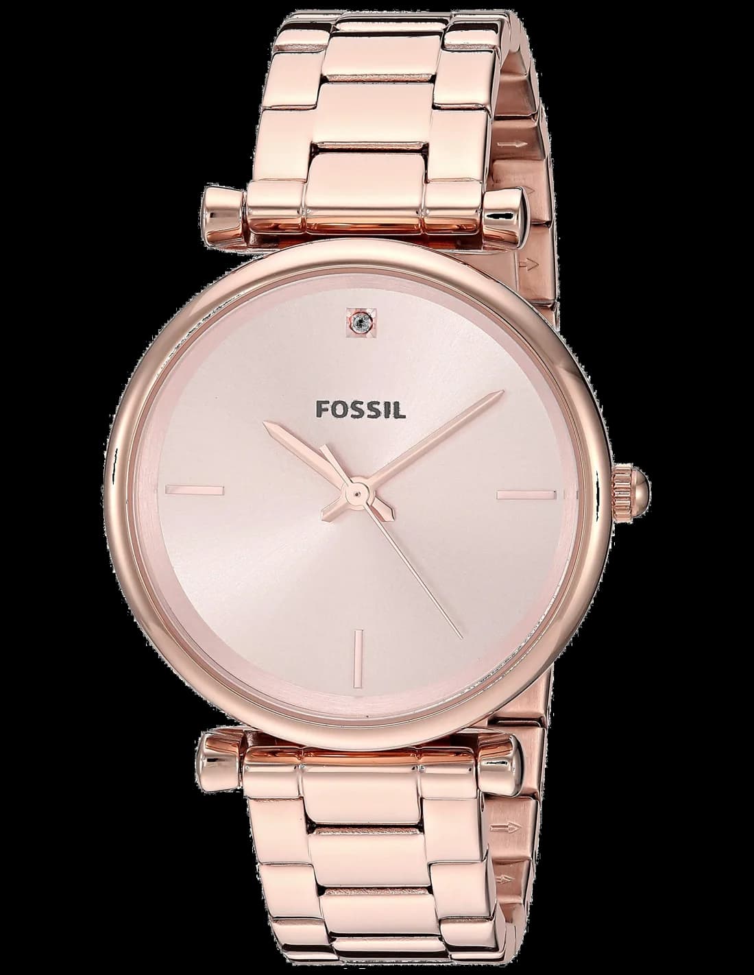 Montre Fossil ES4441 au cadran blanc nacré et aiguilles dorées sur fond argenté