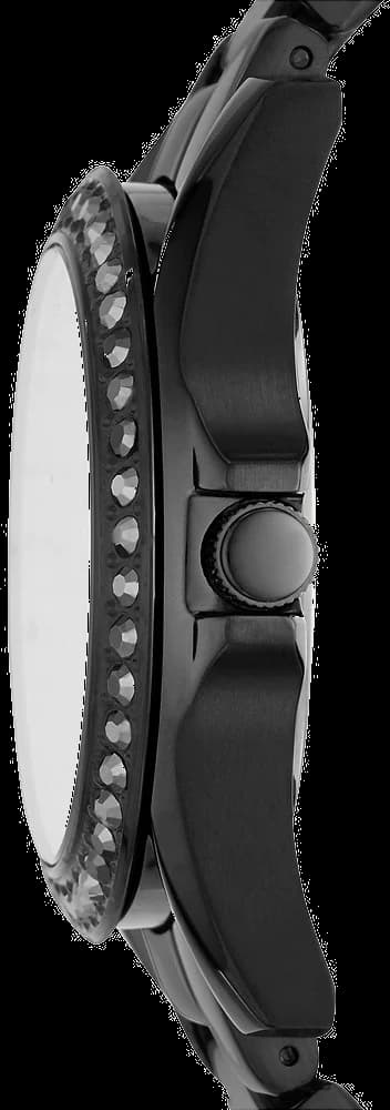 Bracelet Fossil ES4519 en acier noir mat avec maillons alternés polis et satinés, fermoir déployant gravé Fossil
