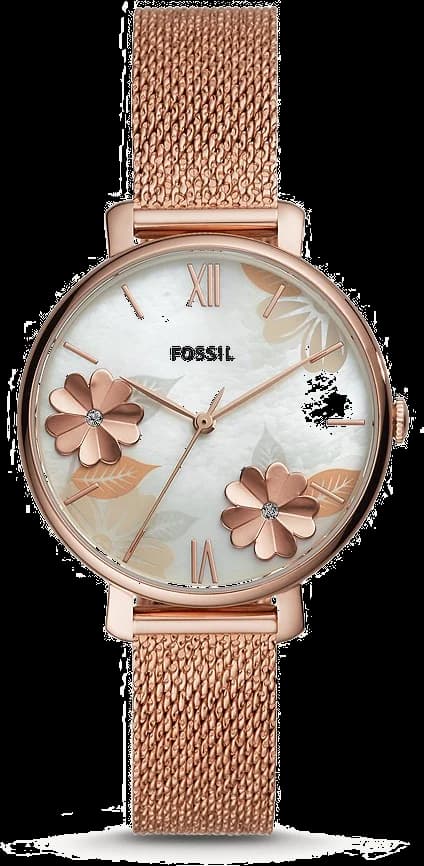 Montre Fossil ES4534 au cadran blanc nacré et aiguilles dorées, style élégant et raffiné