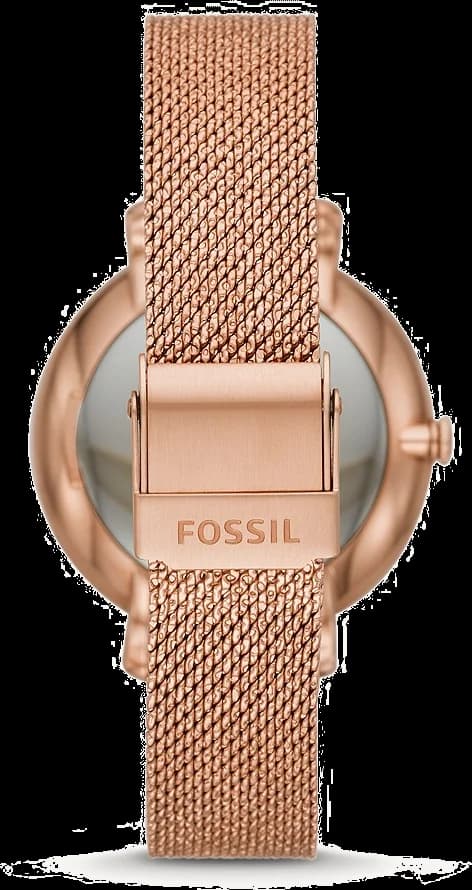 Cadran Fossil ES4534 avec index bâtons dorés, aiguilles squelettes et date à 3h, design épuré