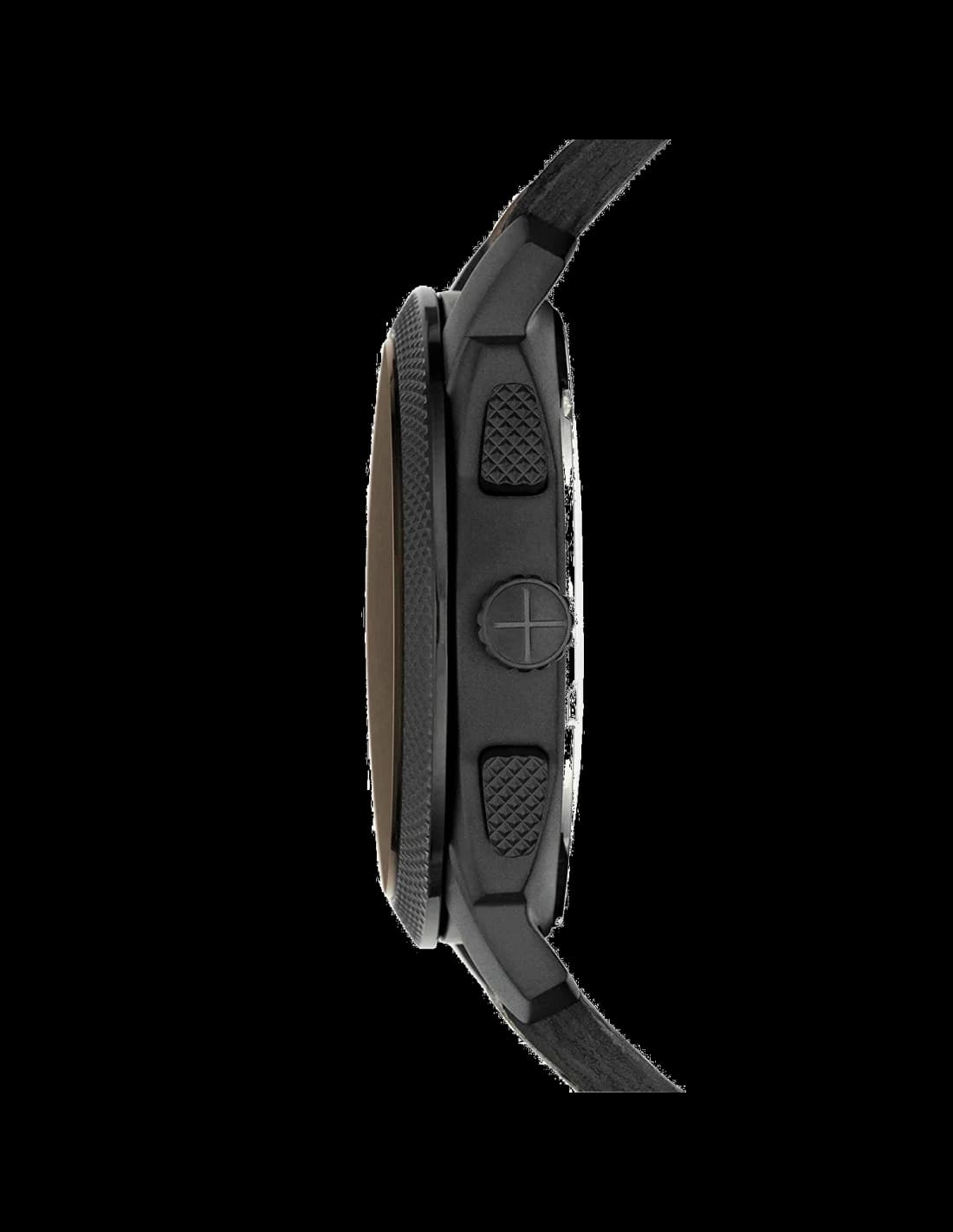 Boîtier Fossil FS4656 en acier inoxydable brossé, lunette lisse et couronne crantée, profil épais