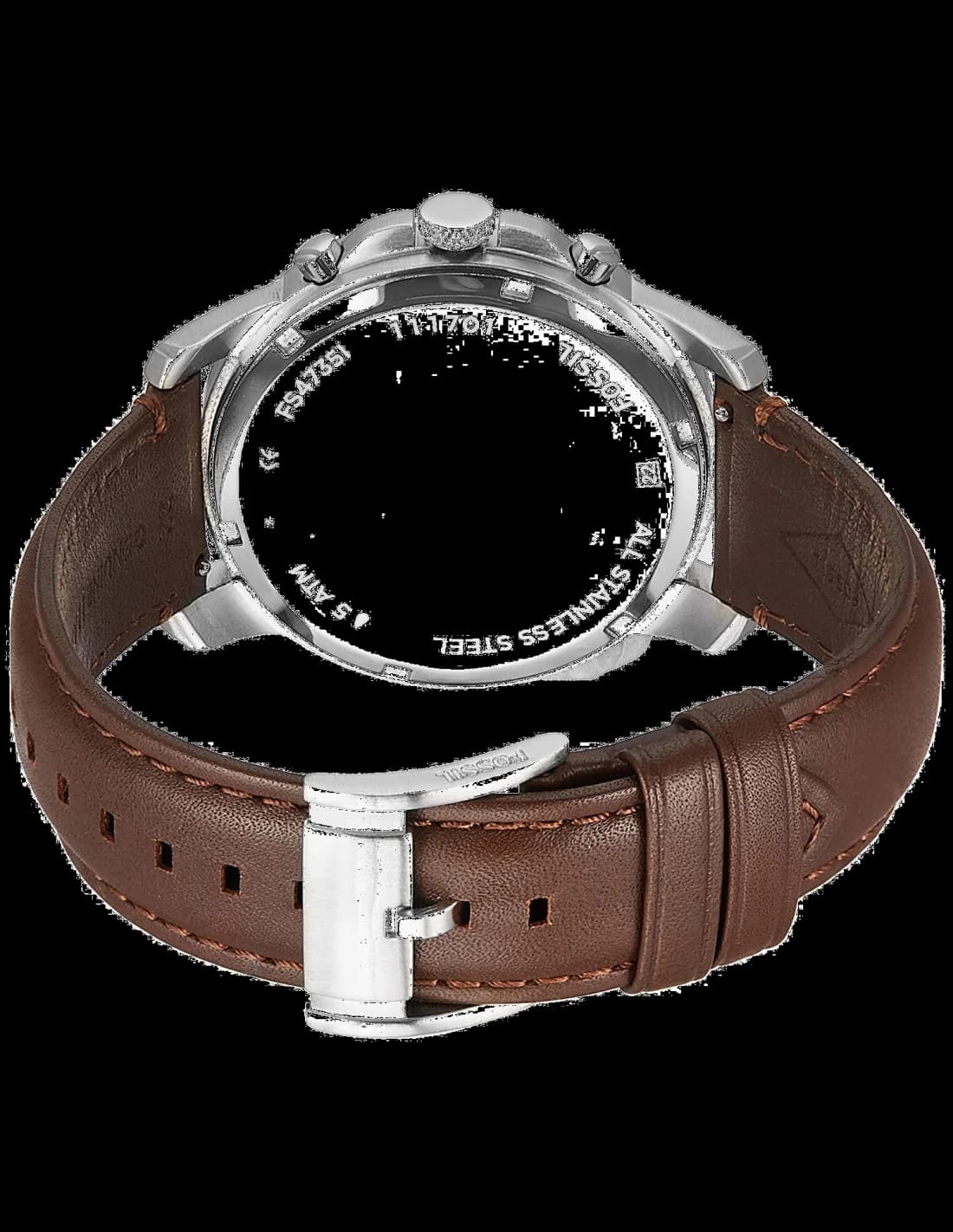 Cadran Fossil FS4735 blanc à trois compteurs, index arabes noirs, aiguilles dauphine, date à 4h30, look rétro