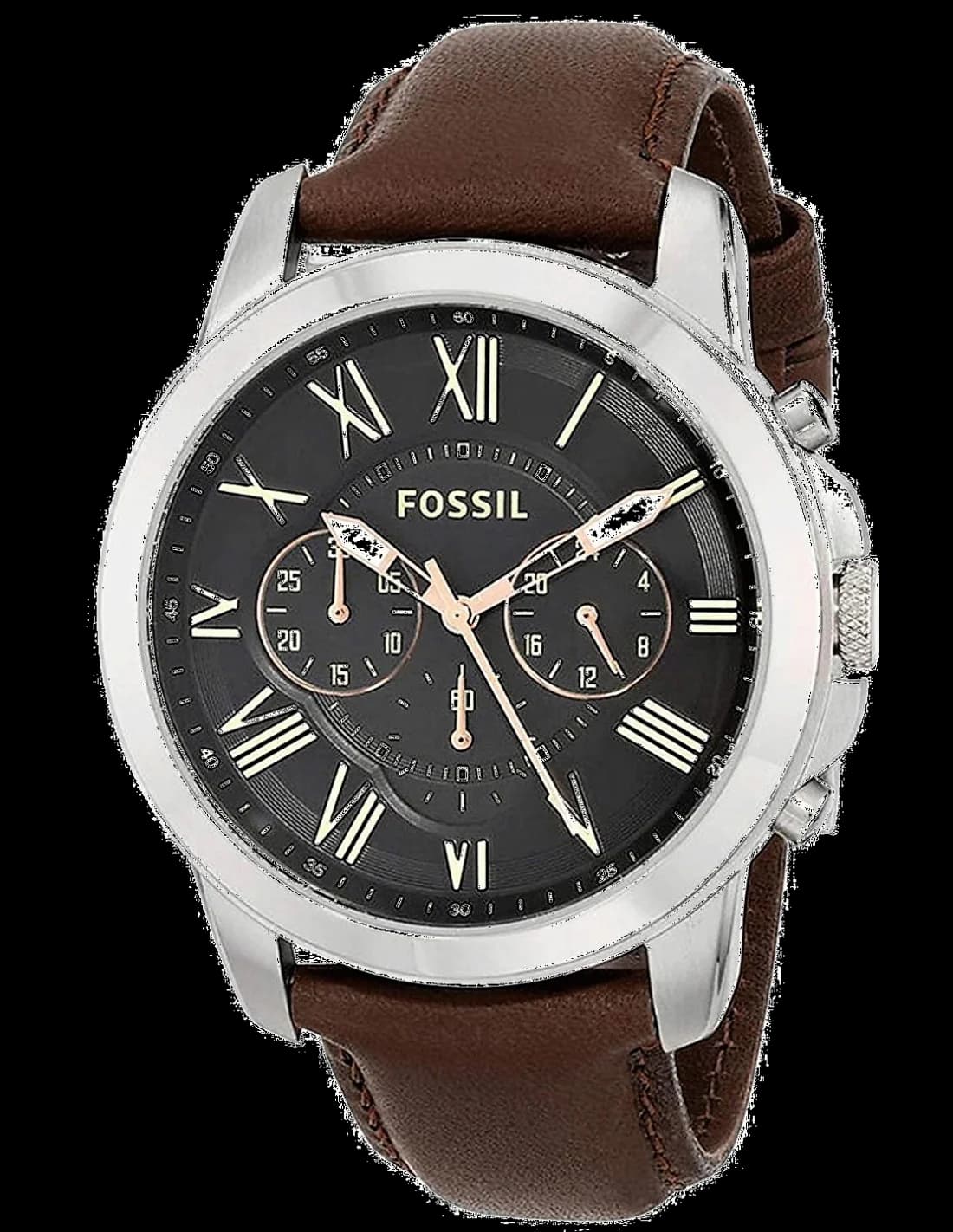 Montre Fossil FS4813 cadran noir mat, aiguilles argentées, design classique et moderne
