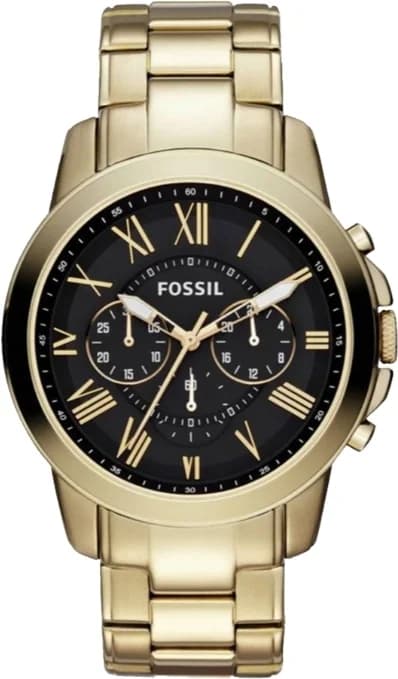 Montre Fossil FS4815 au cadran blanc nacré et aiguilles dorées, style classique raffiné