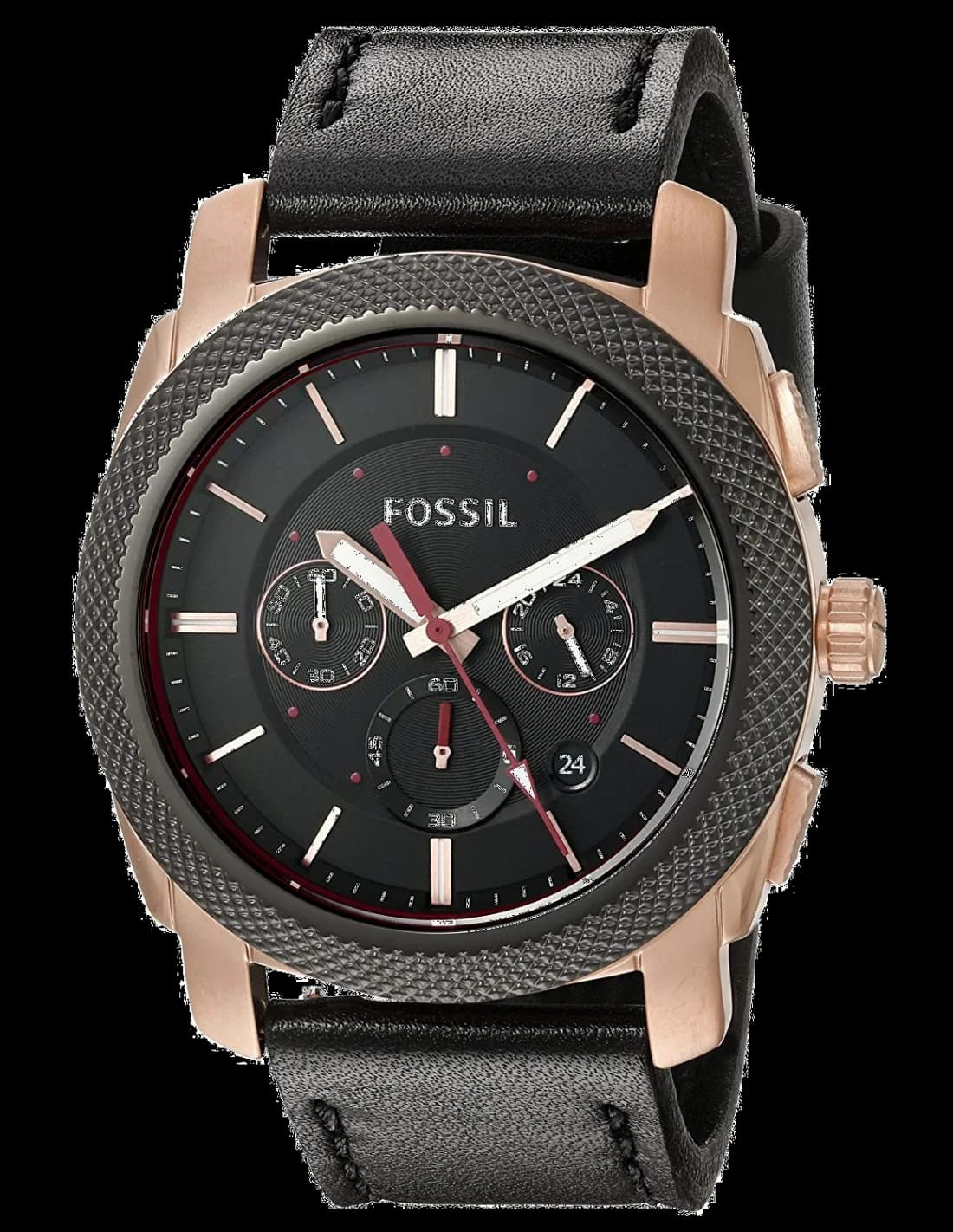 Montre Fossil FS5120 au cadran noir et chiffres arabes, style sport-chic
