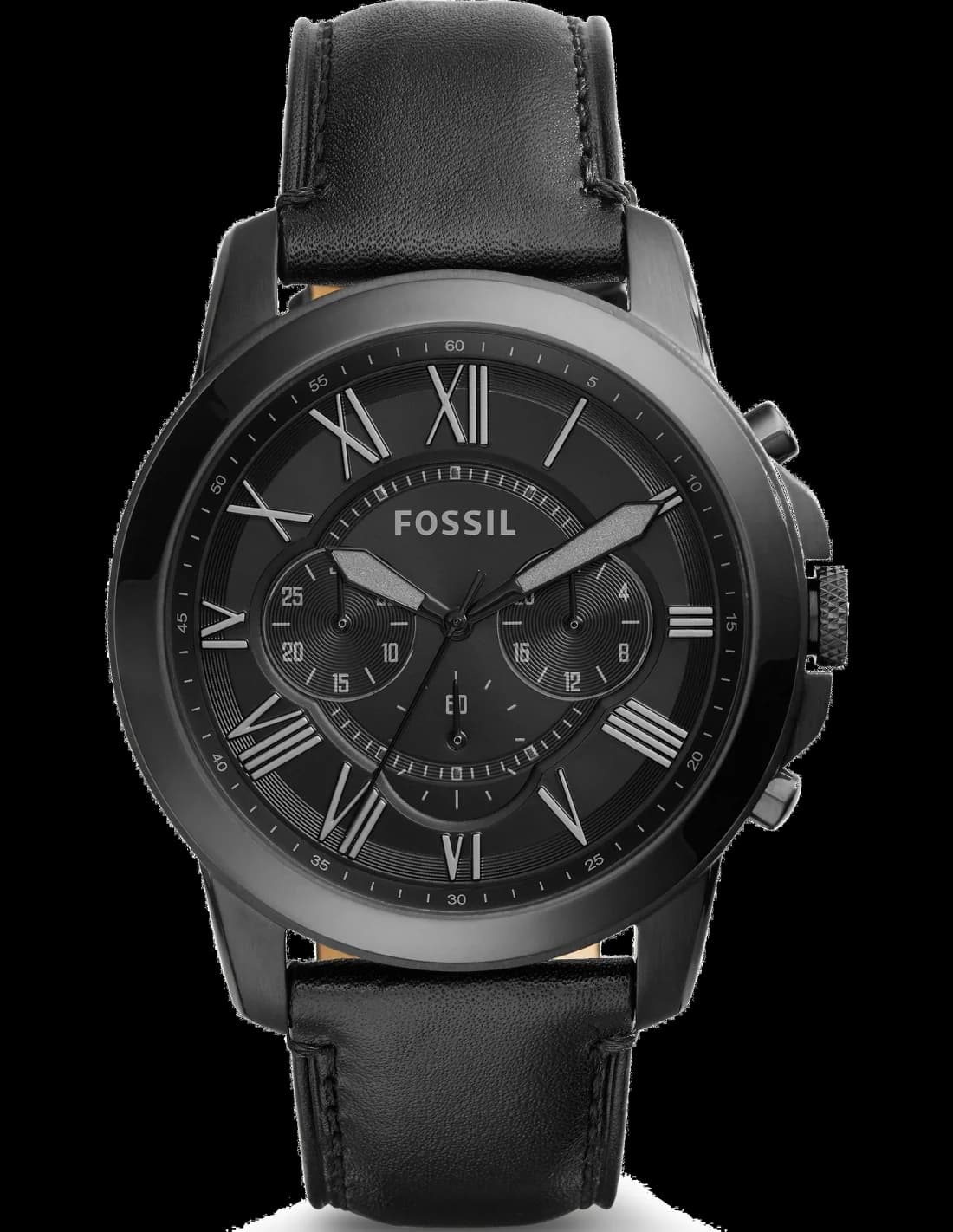 Montre Fossil FS5132 chronographe noir avec cadran noir et index argentés, style classique et sportif