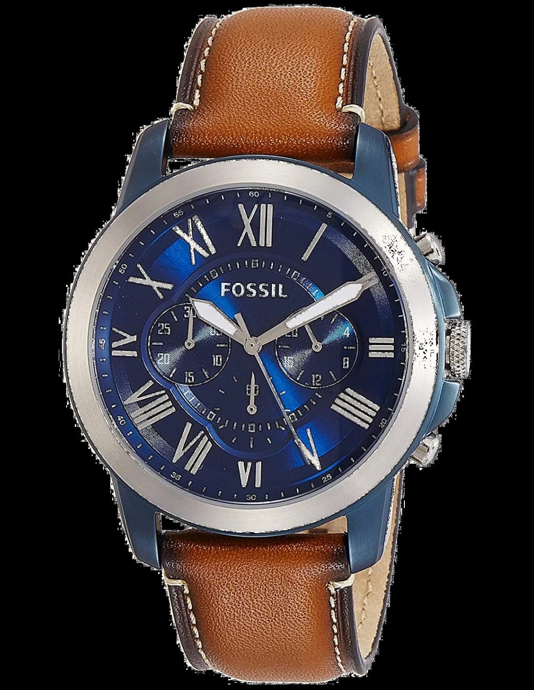 Montre Fossil FS5151 au cadran noir soleillé, aiguilles argentées, style classique chic