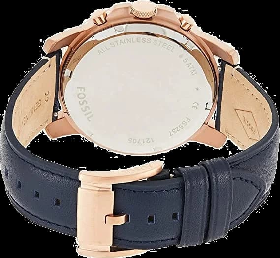 Bracelet Fossil FS5237 en cuir bleu avec surpiqûres contrastées claires et boucle ardillon en acier